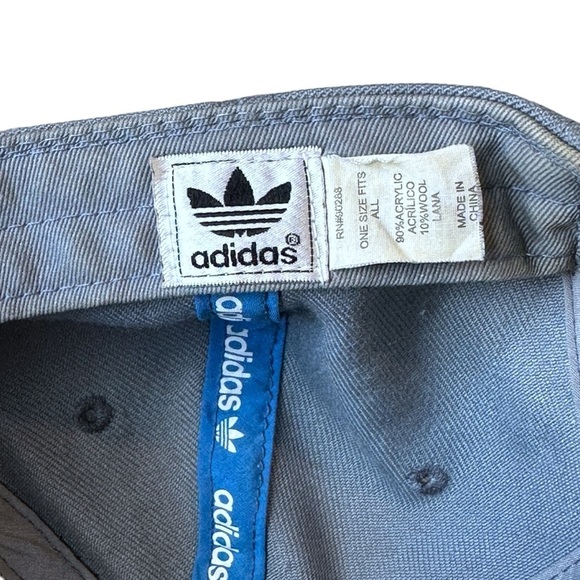 2012 Adidas Trefoil Wool Blend Snapback Cap 3D Embroidered Retro Hat Grey/Black - Picture 6 of 8